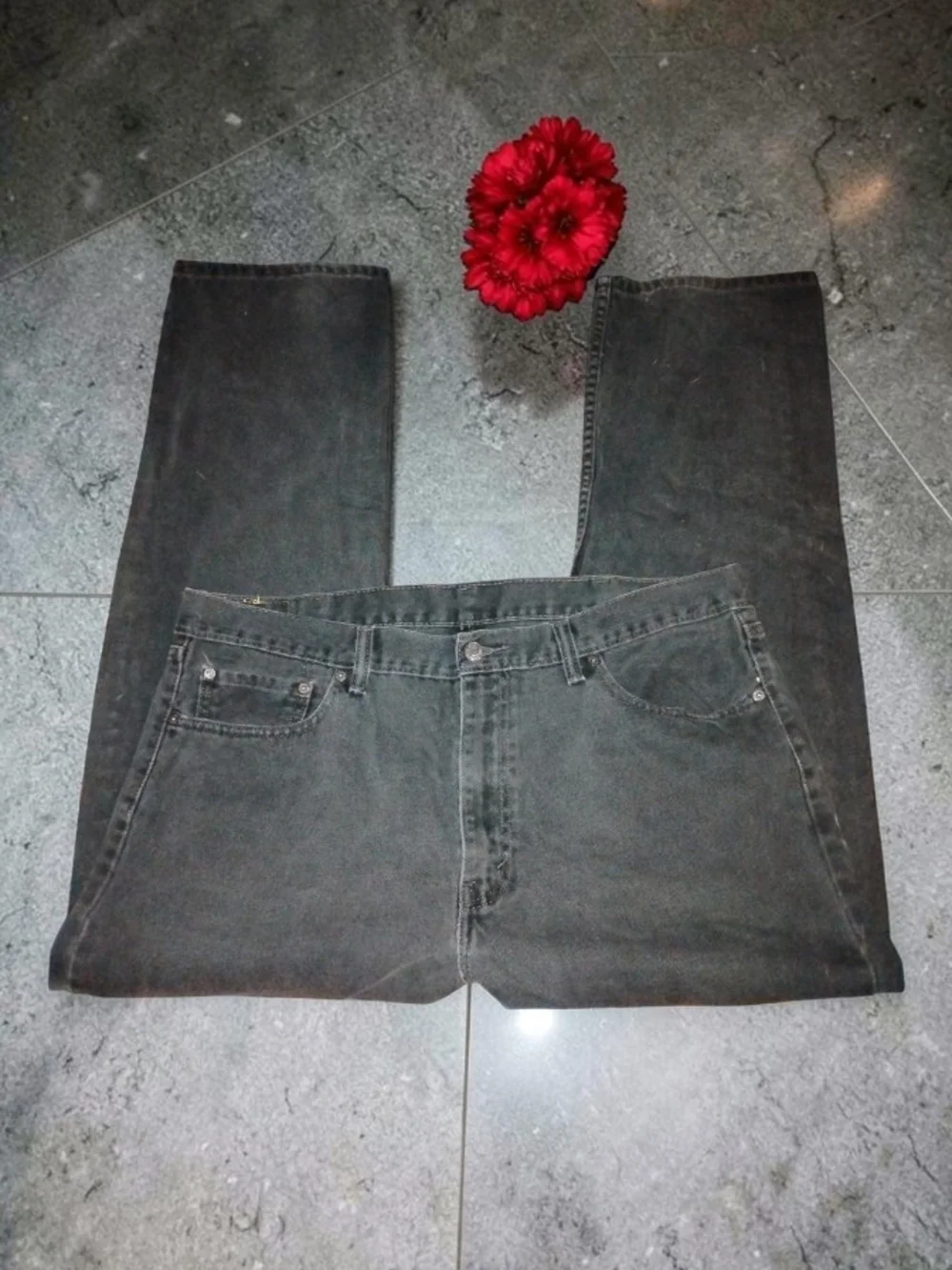 Classic Levi's 505 Regular Fit Straight Leg Black Wash Jeans 40x32